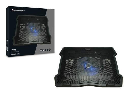 Conceptronic THANA05B 15.6" USB Laptop Cooling Pad Black & Blue Single Fan