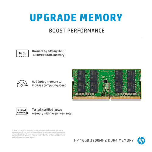 HP (286J1AA#AC3), 16 GB, 1 x 16 GB, DDR4, 3200 MHz, 260-pin SO-DIMM