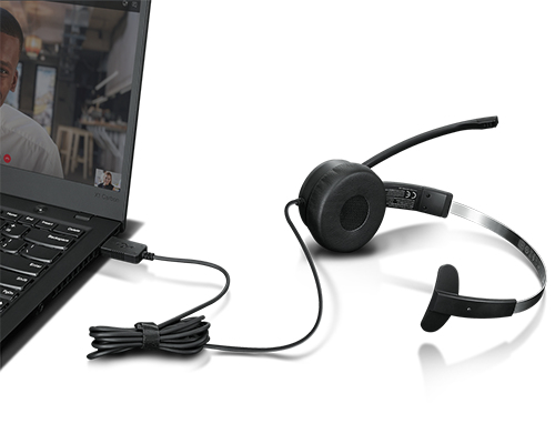 Lenovo 100 Mono, Wired, 20 - 20000 Hz, Headset/Headphones, Black