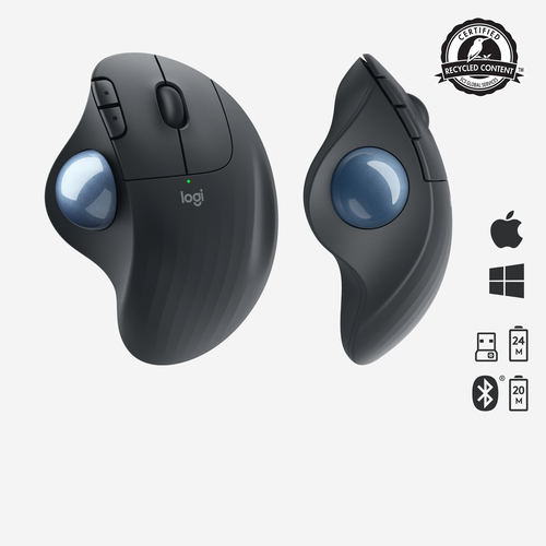 Logitech ERGO M575 Wireless Trackball Mouse, Right-hand, Trackball, 2000 DPI