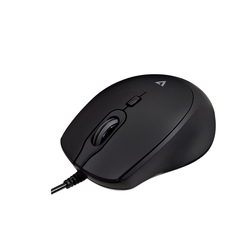 V7 (MU350) USB Wired Pro Silent Mouse, Ambidextrous, Optical, USB/A, 2500 DPI