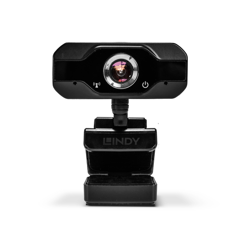 Lindy Full HD 1080p Webcam with Microphone, 30fps, 110° Wide Angle, USB