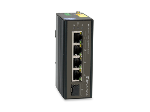 LevelOne 5-Port Gigabit PoE, Industrial Switch, DIN-Rail