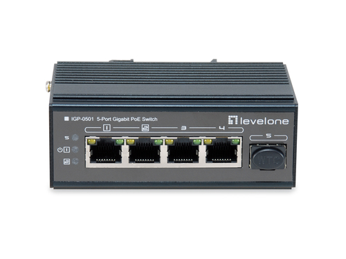 LevelOne 5-Port Gigabit PoE, Industrial Switch, DIN-Rail