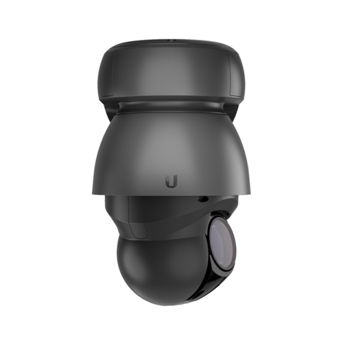 Close-up of Ubiquiti UniFi Protect G4 camera lens showing 22x optical zoom for detailed large area monitoring