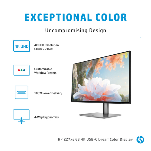 HP Z27xs G3, 68.6 cm (27"), 3840 x 2160 pixels, 4K Ultra HD Monitor