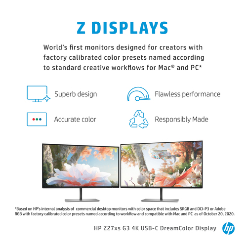 HP Z27xs G3, 68.6 cm (27"), 3840 x 2160 pixels, 4K Ultra HD Monitor