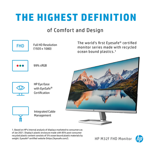 HP M32f, 80 cm (31.5"), 1920 x 1080 pixels, Full HD, LED Monitor