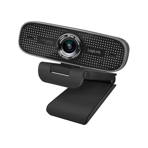 LogiLink Conference HD 2MP USB Webcam–1080p Full HD, 100° Dual Mic, Manual Focus