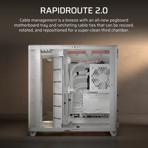 fully assembled Corsair AIR 5400 with dual-chamber airflow and RGB lighting