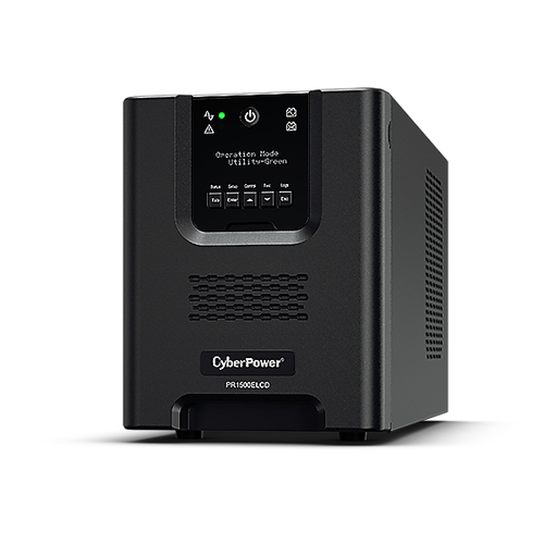 Side view of CyberPower PR1500ELCD with USB and serial port connections