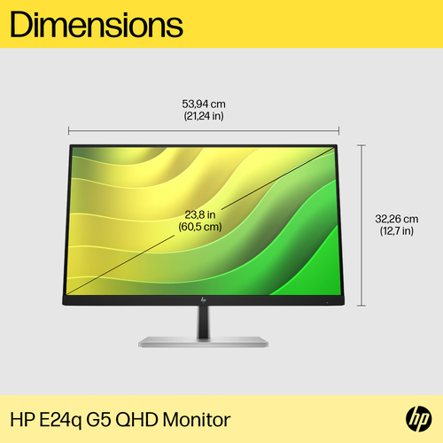 HP E24q G5 QHD Monitor, 60.5 cm (23.8"), 2560 x 1440 pixels, Quad HD LCD Monitor