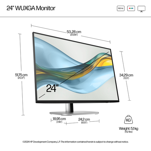 HP Series 5 Pro 24 inch 1920 x 1200 pixels WUXGA LCD Monitor Black