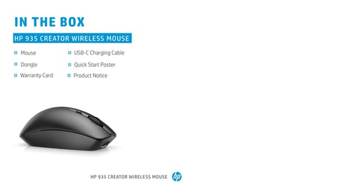 HP 935 Creator Wireless Mouse, Right-hand, RF Wireless + Bluetooth, 1200 DPI