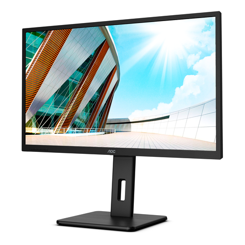 AOC P2 Q32P2 31.5" Monitor close-up showing 2560x1440 resolution and anti-glare panel