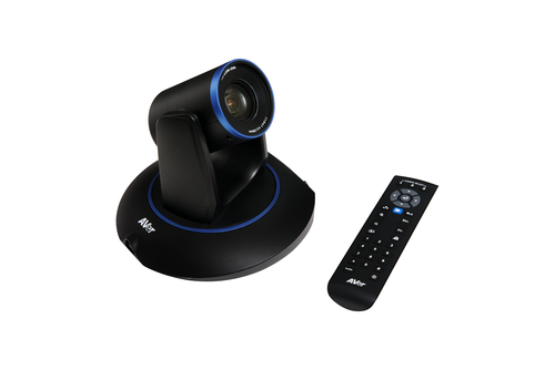 AVer PTC500S PTZ camera mounted in conference room for clear 1080p streaming
