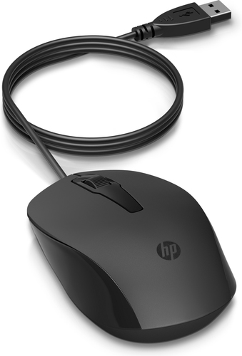 HP 150 Wired Mouse, Ambidextrous, Optical, USB Type-A, 1600 DPI