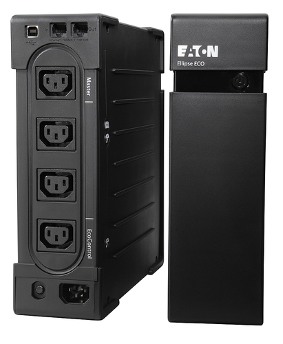 Eaton Ellipse ECO 800 USB standby UPS front view with LED indicators
