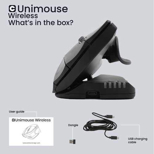 Contour Design Unimouse left Hand, RF Wireless + Bluetooth + USB/C, 4000 DPI