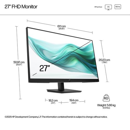 HP Series 3 Pro FHD monitor photo on desk setup for productivity and professional work