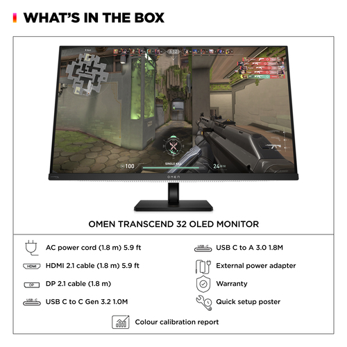 HP OMEN Transcend 31.5 inch 4K OLED gaming monitor front view