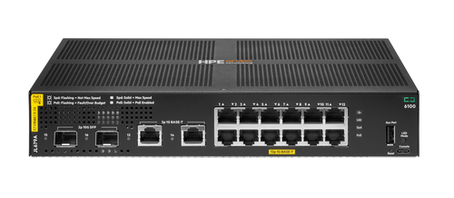 HPE Aruba Networking CX 6100, 12G Class4 PoE 2G/2SFP+ 139W, L3, Switch Managed