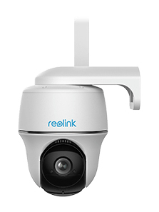 Reolink Go PT Plus wireless 4G LTE 2K pan tilt battery security camera mounted outdoors on wall