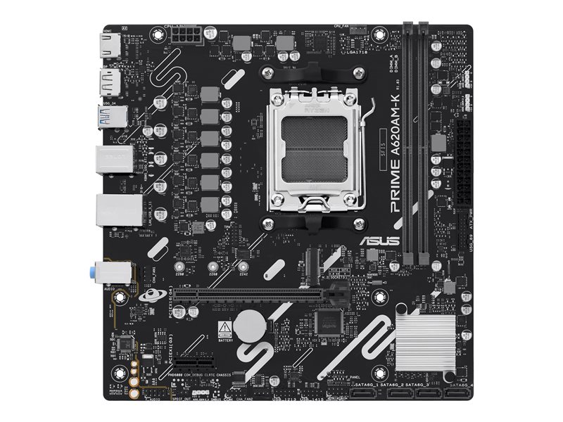 ASUS PRIME A620AM-K, AMD, Socket AM5 DDR5-SDRAM, 128GB Micro-ATX Motherboard