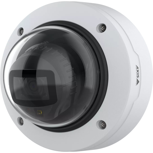 Axis P3278-LV 8 MP IP Security Dome Camera mounted on a black ceiling indoors
