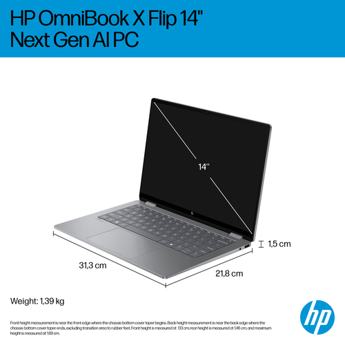 HP Ryzen AI 5 2-in-1 laptop keyboard and screen image