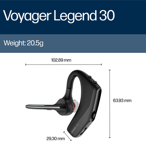 Poly Voyager Legend 30 Customer Special 1, Wireless, Headset/Ear-hook, Black
