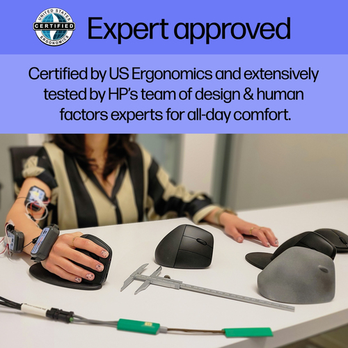 HP 920 Ergonomic Wireless Mouse, Right-hand, Bluetooth + USB/A 4000 DPI, Black