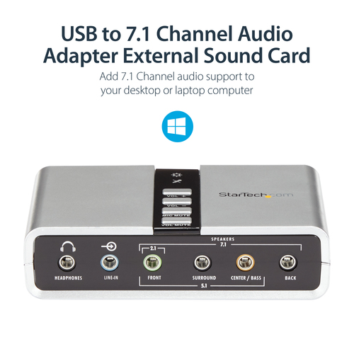 StarTech.com 7.1 USB Audio Adapter 16 Bit External Sound Card with SPDIF