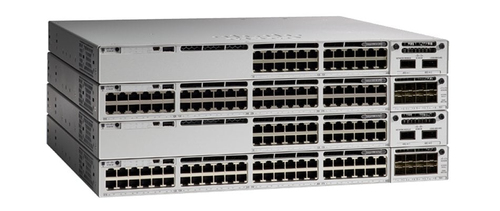 Cisco C9300X-48TX-E 48 port enterprise network switch installed in server rack
