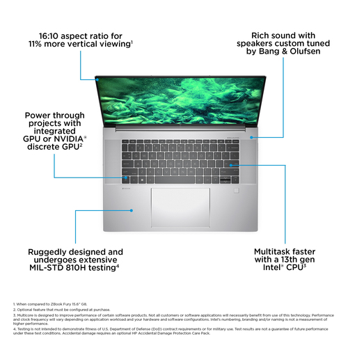 HP ZBook Studio G10, Intel® Core™ i7, 2.4 GHz 16" 3840 x 2400 pixels 32 GB 1 TB