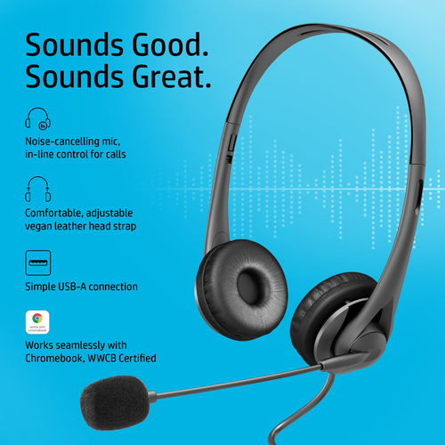 HP Stereo USB G2, Wired, Headset/Headphones, Black