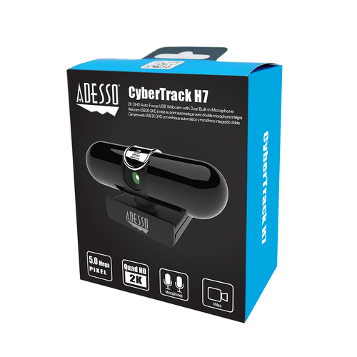 Adesso CyberTrack H7 4MP USB Webcam – 2K 2560x1440, 30fps, MJPG/YUY2, 1440p