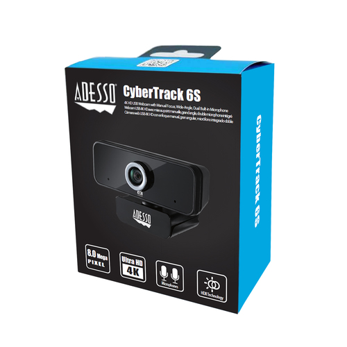 Adesso CyberTrack 6S 8MP USB Webcam – 4K 3840x2160, 30fps, Full HD, 2160p