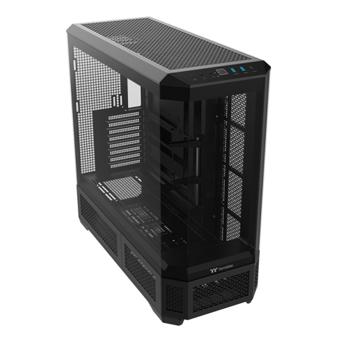 Thermaltake full tower chassis setup with HDD and SSD storage configuration