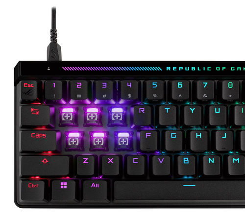 ASUS ROG Falchion Ace HFX, 65%, Wired Gaming Keyboard USB RGB LED, Black