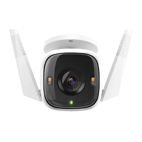 TP-Link Tapo Outdoor Wireless IP Security Camera mounted on white wall