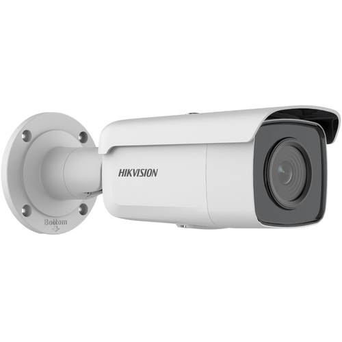 Hikvision DS-2CD2T66G2-4I dome camera mounted on a white ceiling for indoor and outdoor surveillance