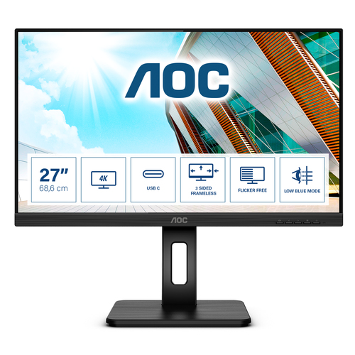 AOC (U27P2CA)  27", 3840 x 2160 pixels, 4K Ultra HD, LED, Monitor