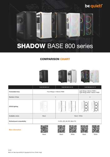 be quiet! Shadow Base 800 FX Black, Steel, Tempered glass, Midi Tower Case