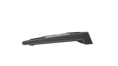 Logic keyboard LKB FCPX10 USB keyboard side angle view