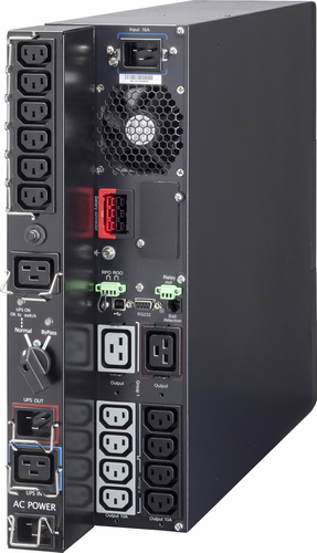 Side view of Eaton 9PX 3 kVA online UPS showing C13 and C19 ports
