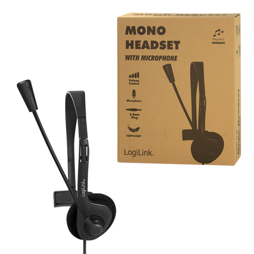 LogiLink HS0054, Wired, 20 - 20000 Hz, Headset/Headphones, Black