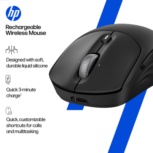 HP 700 Rechargeable Wireless Mouse, Ambidextrous, Bluetooth, 6000 DPI, Black