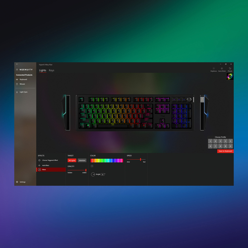 HyperX Alloy Rise RGB keyboard with ambient light sensor for auto brightness
