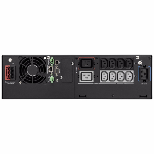 Eaton 5PX2200IRT3UG2BS UPS back panel with C13 C19 outlets and USB port
